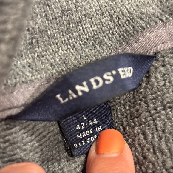 Lands End thermacheck Fleece Full Zip Dark Gray Mens Jacket Large - Picture 4 of 7